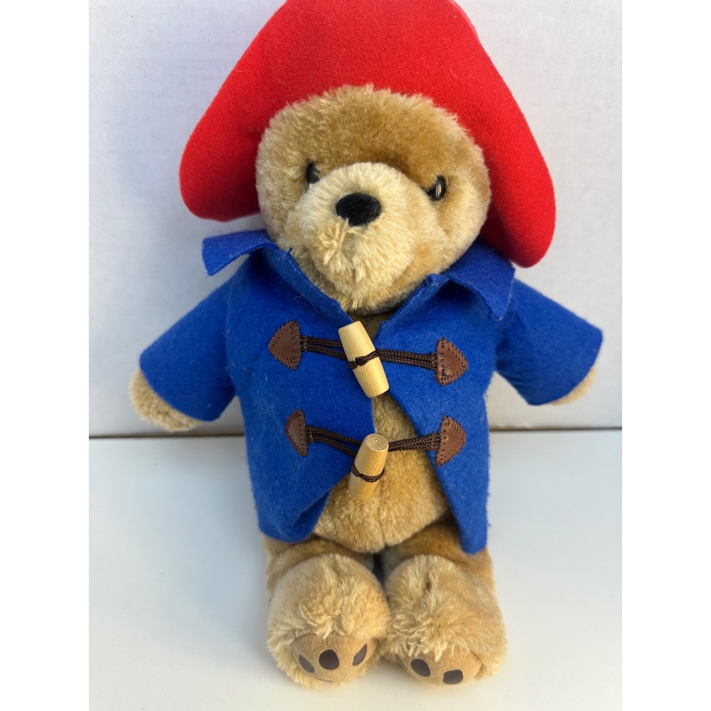 Paddington Bear Plush Stuffed Animal Red Hat Blue Duffle Coat 9.5 inch